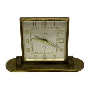 VTG FLORN Germany 8-Day Deco Alarm Desk Clock – Luminous Hands – Not Working